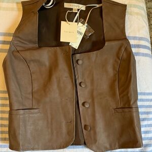 Anthropologie Brown Formal Vest V-Neck